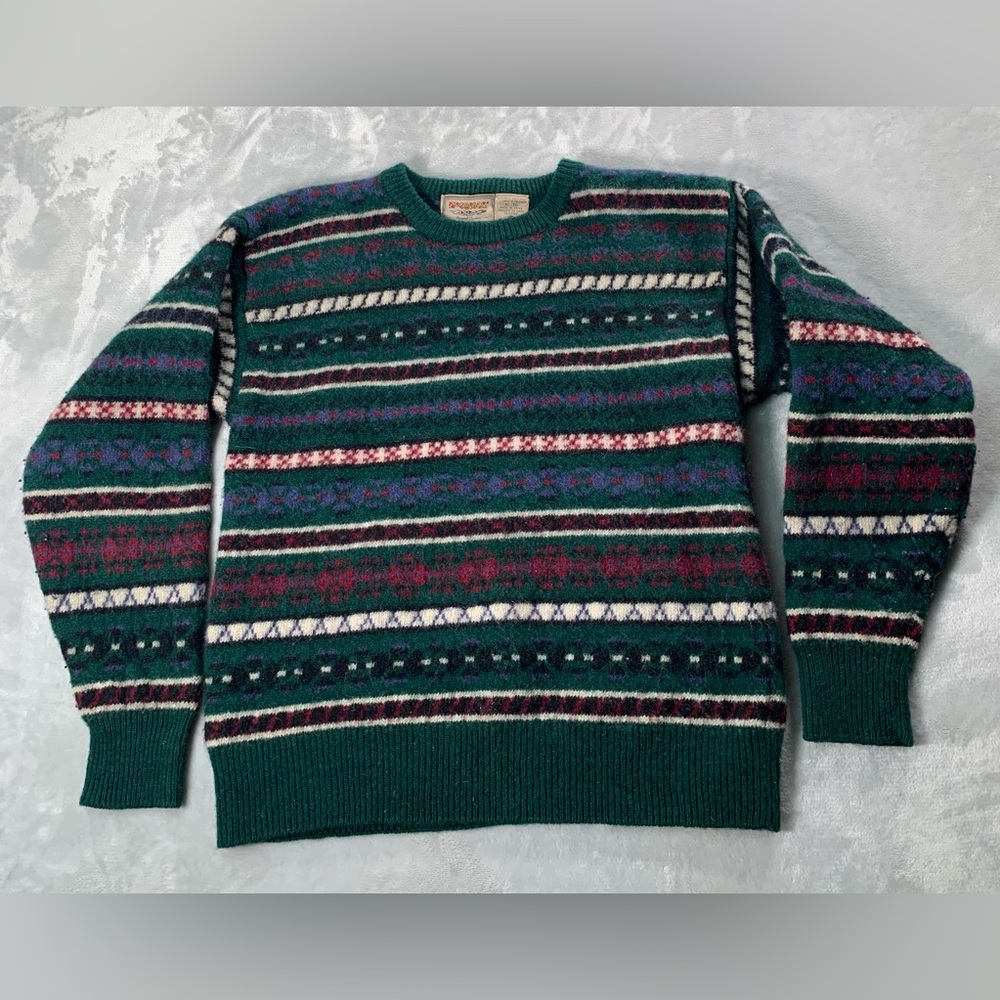 Vintage McGregor Striped Green and Red Wool Sweater